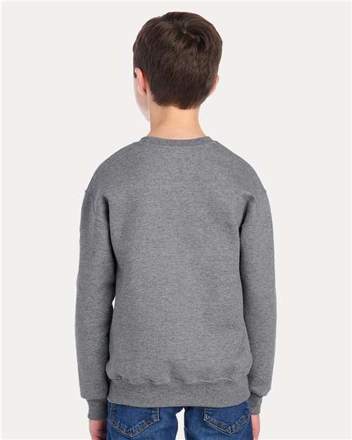 Jerzees 562BR Youth NuBlend Crewneck Sweatshirt - Oxford - model back