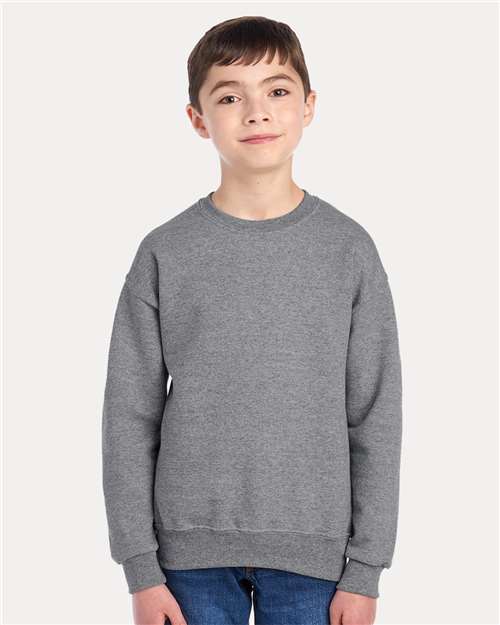 Jerzees 562BR Youth NuBlend Crewneck Sweatshirt - Oxford - model front