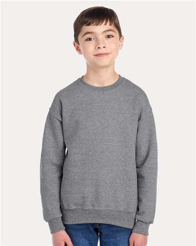Jerzees 562BR Youth NuBlend Crewneck Sweatshirt - Oxford - model front