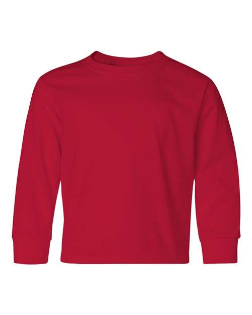 Jerzees 29BLR Youth Dri-Power Long Sleeve 50/50 T-Shirt - True Red - front
