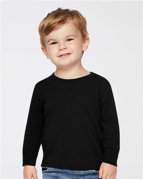 Rabbit Skins 3311 Toddler Cotton Jersey Long Sleeve Tee - Black - model front
