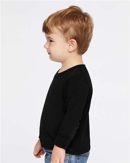 Rabbit Skins 3311 Toddler Cotton Jersey Long Sleeve Tee - Black - model side