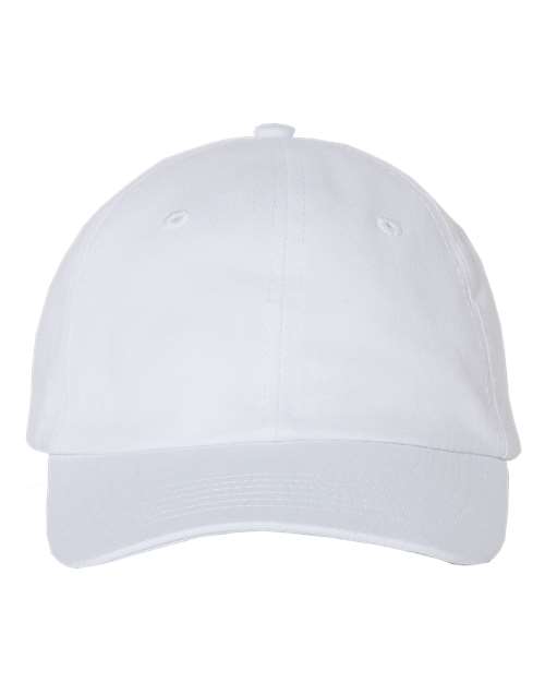 Valucap VC300Y Youth Small Fit Bio-Washed Dad Hat - White - front