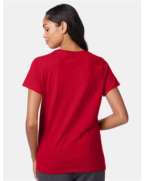 Hanes SL04 Women's Perfect-T T-Shirt - Deep Red - model back