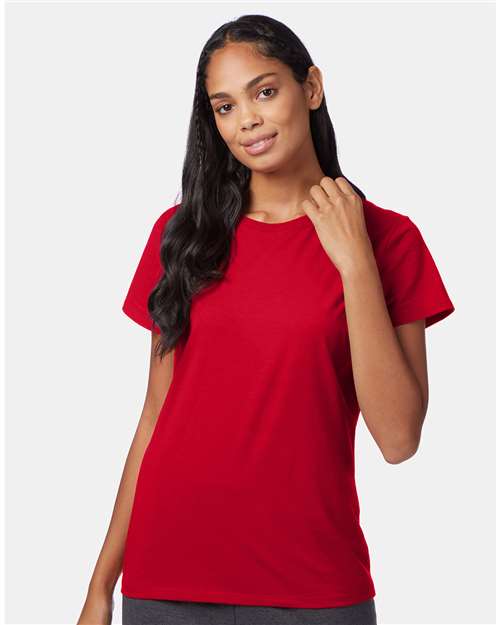 Hanes SL04 Women's Perfect-T T-Shirt - Deep Red - model front