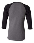 BELLA + CANVAS 2000 Women’s 1X1 Baby Rib Raglan Three-Quarter Sleeve Tee - Deep Heather/ Black - back