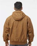 DRI DUCK 5020 Men's Cheyenne Boulder Cloth Hooded Jacket with Tricot Quilt Lining - Saddle - model back