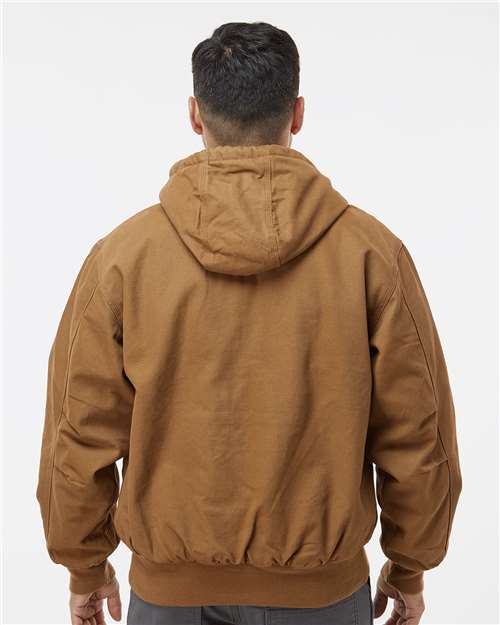 DRI DUCK 5020 Men's Cheyenne Boulder Cloth Hooded Jacket with Tricot Quilt Lining - Saddle - model back