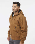 DRI DUCK 5020 Men's Cheyenne Boulder Cloth Hooded Jacket with Tricot Quilt Lining - Saddle - model side