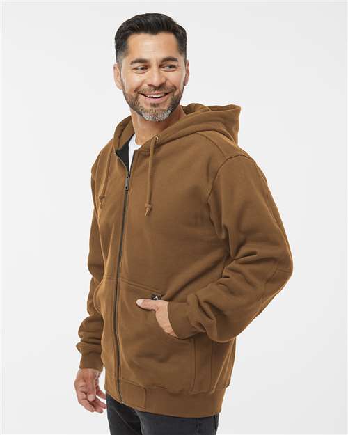 DRI DUCK 7033 Men's Crossfire Heavyweight Power Fleece Hooded Jacket with Thermal Lining - Saddle - model side