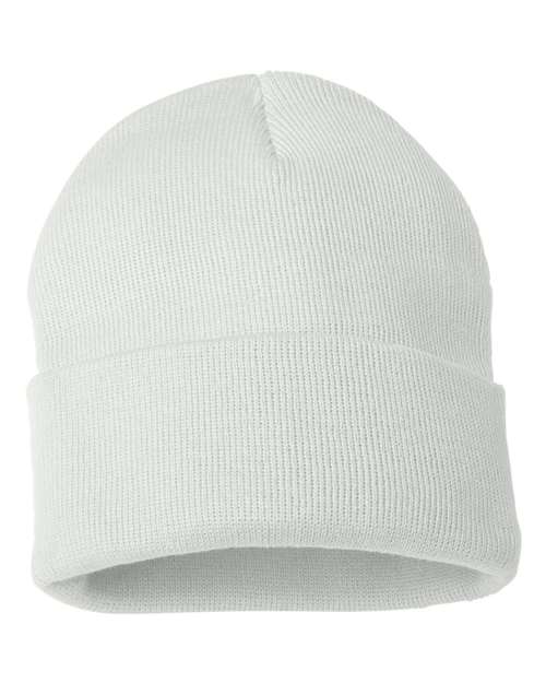 Sportsman SP12 12" Solid Cuffed Beanie - White - front