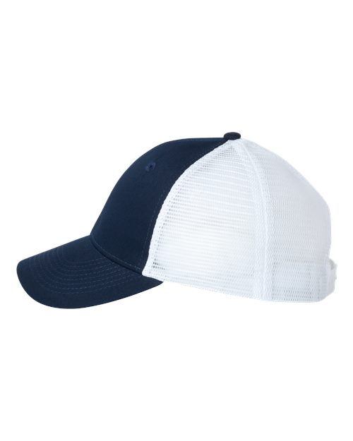 Valucap VC400 Mesh-Back Twill Trucker Cap - Navy/ White - side