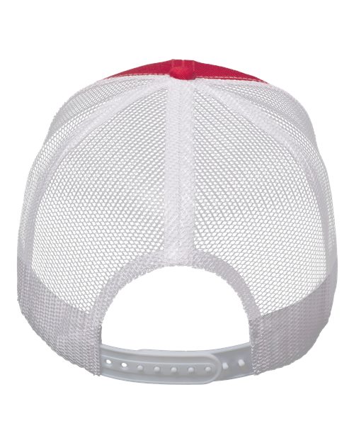 Valucap VC400 Mesh-Back Twill Trucker Cap - Red/ White - back