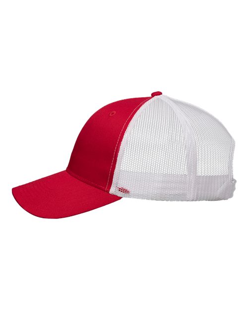Valucap VC400 Mesh-Back Twill Trucker Cap - Red/ White - side