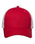 Valucap VC400 Mesh-Back Twill Trucker Cap - Red/ White - front