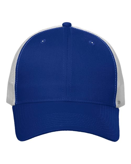 Valucap VC400 Mesh-Back Twill Trucker Cap - Royal/ White - front