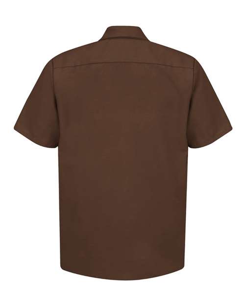 Red Kap SP24 Men's Industrial Short Sleeve Work Shirt - Chocolate Brown - back