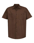 Red Kap SP24 Men's Industrial Short Sleeve Work Shirt - Chocolate Brown - front