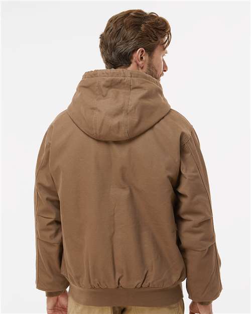 DRI DUCK 5020 Men's Cheyenne Boulder Cloth Hooded Jacket with Tricot Quilt Lining - Field Khaki - model back