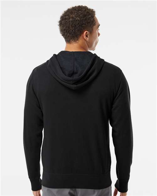 Independent Trading Co. AFX90UNZ Unisex Lightweight Full-Zip Hooded Sweatshirt - Black - model back