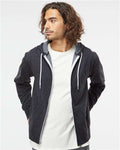 Independent Trading Co. AFX90UNZ Unisex Lightweight Full-Zip Hooded Sweatshirt - Charcoal Heather - model front