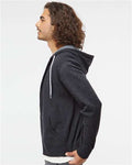 Independent Trading Co. AFX90UNZ Unisex Lightweight Full-Zip Hooded Sweatshirt - Charcoal Heather - model side
