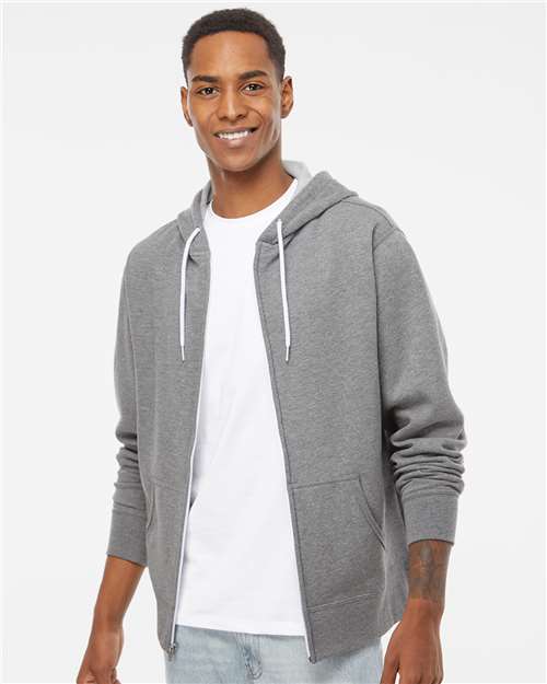 Independent Trading Co. AFX90UNZ Unisex Lightweight Full-Zip Hooded Sweatshirt - Gunmetal Heather - model front