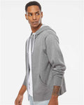 Independent Trading Co. AFX90UNZ Unisex Lightweight Full-Zip Hooded Sweatshirt - Gunmetal Heather - model side