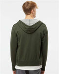 Independent Trading Co. PRM90HTZ Unisex Heathered French Terry Full-Zip Hooded Sweatshirt - Olive Heather - model back