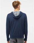 Independent Trading Co. PRM90HTZ Unisex Heathered French Terry Full-Zip Hooded Sweatshirt - Navy Heather - model back