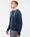 Independent Trading Co. PRM90HTZ Unisex Heathered French Terry Full-Zip Hooded Sweatshirt - Navy Heather - model side