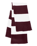 Sportsman SP02 Rugby-Striped Knit Scarf - Maroon/ White - front