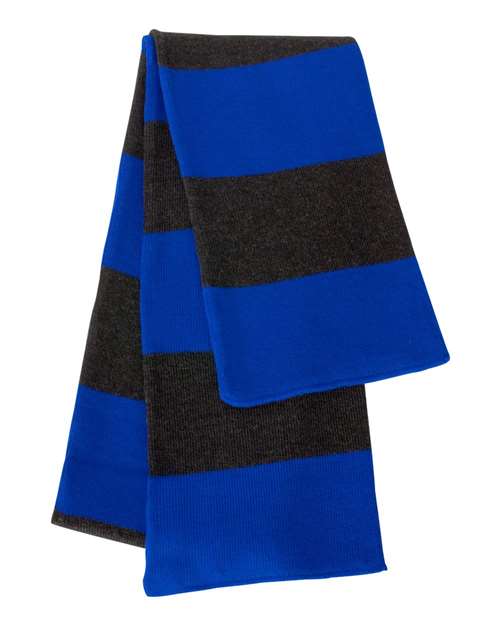 Sportsman SP02 Rugby-Striped Knit Scarf - Royal/ Charcoal - back