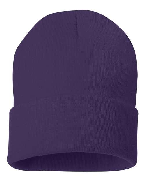 Sportsman SP12 12" Solid Cuffed Beanie - Purple - back