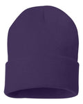 Sportsman SP12 12" Solid Cuffed Beanie - Purple - front