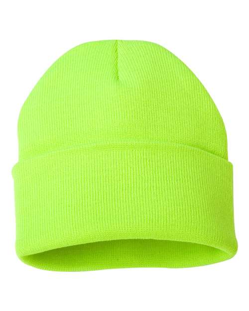 Sportsman SP12 12" Solid Cuffed Beanie - Safety Yellow - back