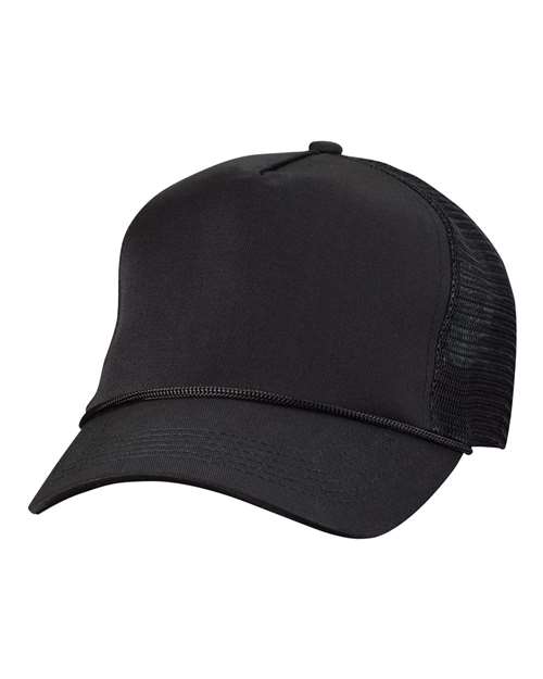 Valucap 8804H Five-Panel Trucker Cap - Black - front