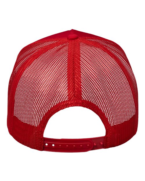 Valucap 8804H Five-Panel Trucker Cap - Red - back
