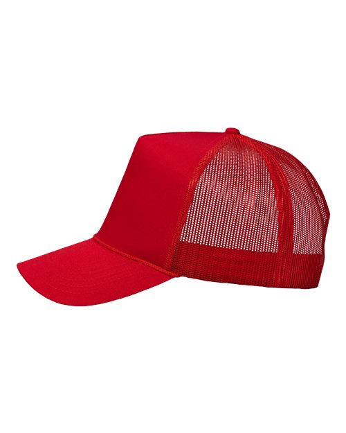 Valucap 8804H Five-Panel Trucker Cap - Red - side