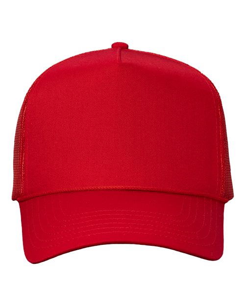 Valucap 8804H Five-Panel Trucker Cap - Red - front