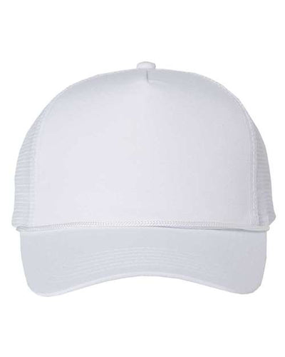 Valucap 8804H Five-Panel Trucker Cap - White - front