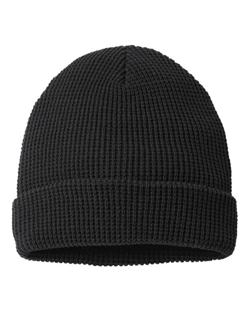 Richardson 146R Waffle Cuffed Beanie - Black - front