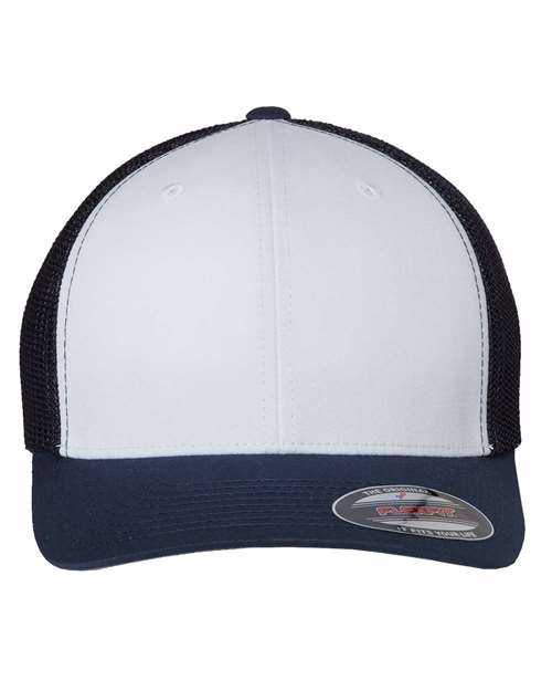 Flexfit 6511 Trucker Cap - Navy/ White/ Navy - front