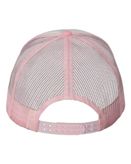 Valucap VC700 Foam Mesh-Back Trucker Cap - White/ Pink - back