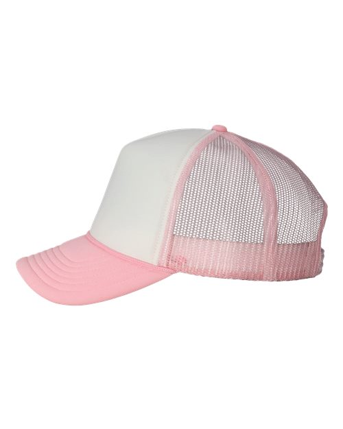 Valucap VC700 Foam Mesh-Back Trucker Cap - White/ Pink - side