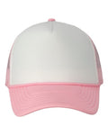 Valucap VC700 Foam Mesh-Back Trucker Cap - White/ Pink - front