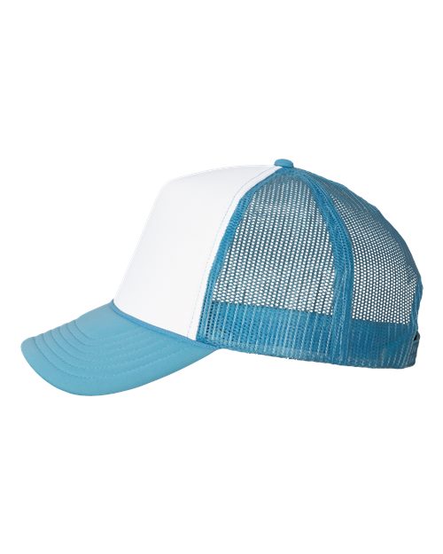 Valucap VC700 Foam Mesh-Back Trucker Cap - White/ Baby Blue - side