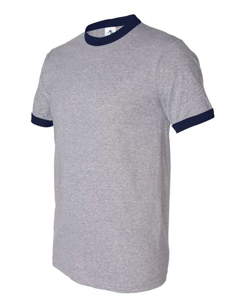 Augusta Sportswear 710 Unisex 50/50 Ringer T-Shirt - Athletic Heather/ Navy - front