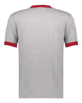Augusta Sportswear 710 Unisex 50/50 Ringer T-Shirt - Athletic Heather/ Red - back