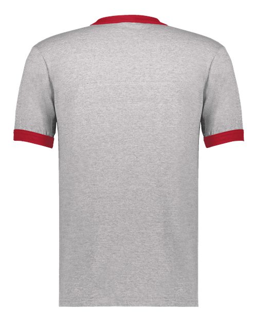 Augusta Sportswear 710 Unisex 50/50 Ringer T-Shirt - Athletic Heather/ Red - back